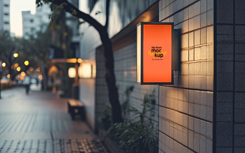 Wall Mounted Sign on Building Mockup 09 Product Mockup
