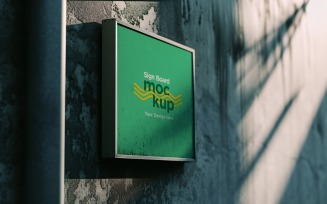 Wall Mounted Sign on Building Mockup 115
