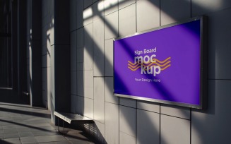 Wall Mounted Sign on Building Mockup 116