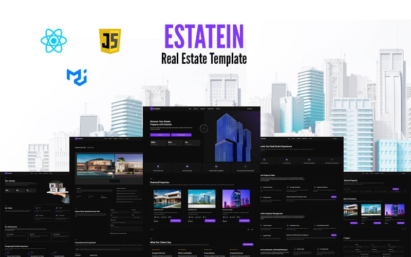 Estatein - ReactJS Real Estate landing page template Website Template