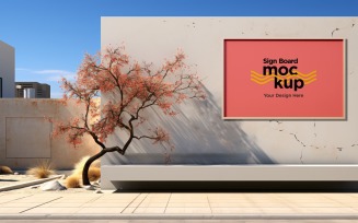 Sign Board Mockup on Wall background 155