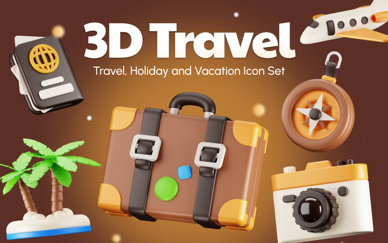 Travy - Travel 3D Icon Set Model
