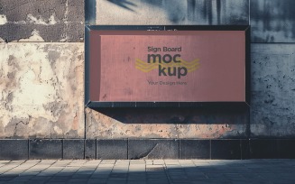 Wall Mounted Sign on Building Mockup 117