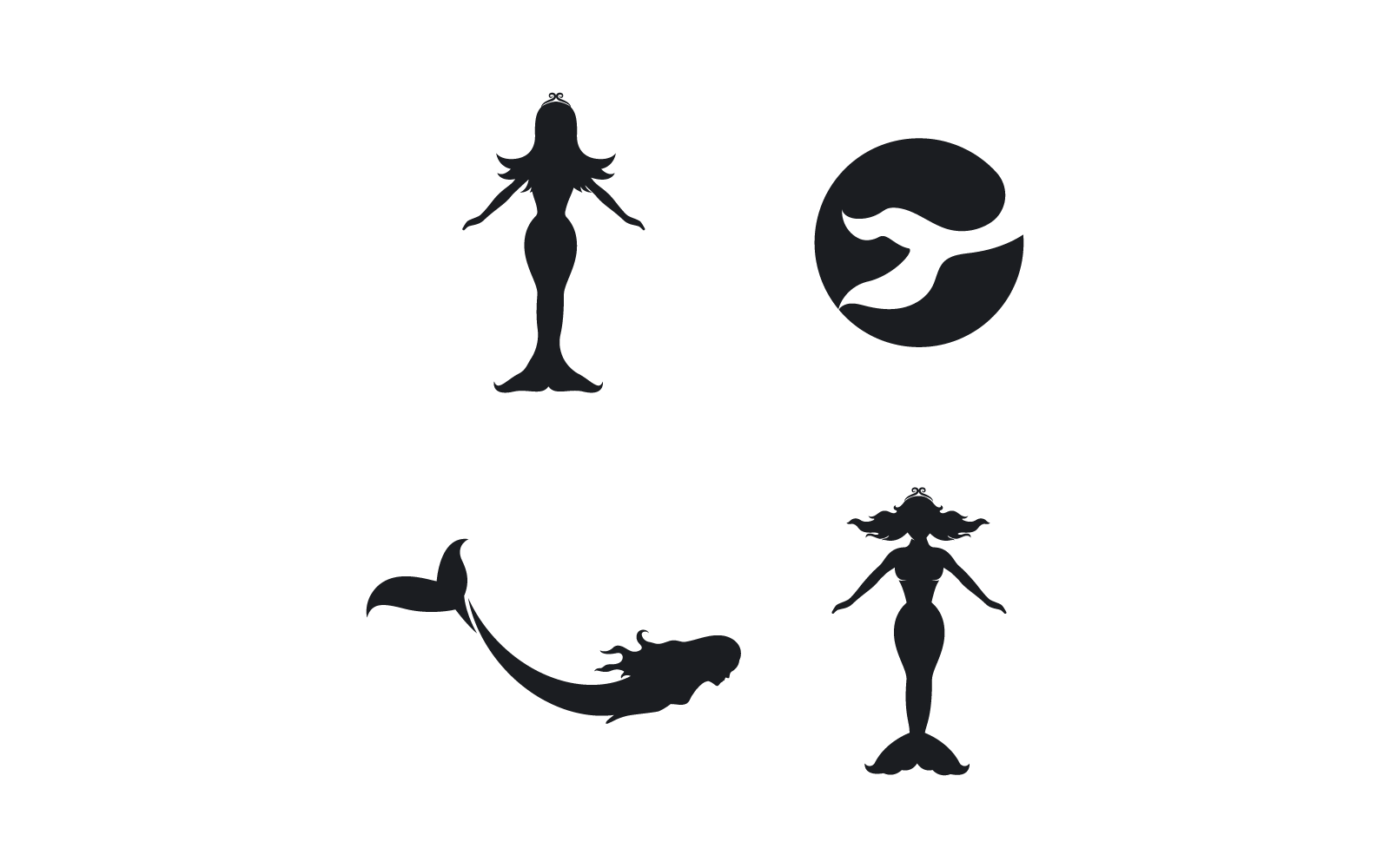 Mermaid illustration vector logo design template