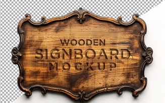 Vintage Wooden Signboard Mockup 04
