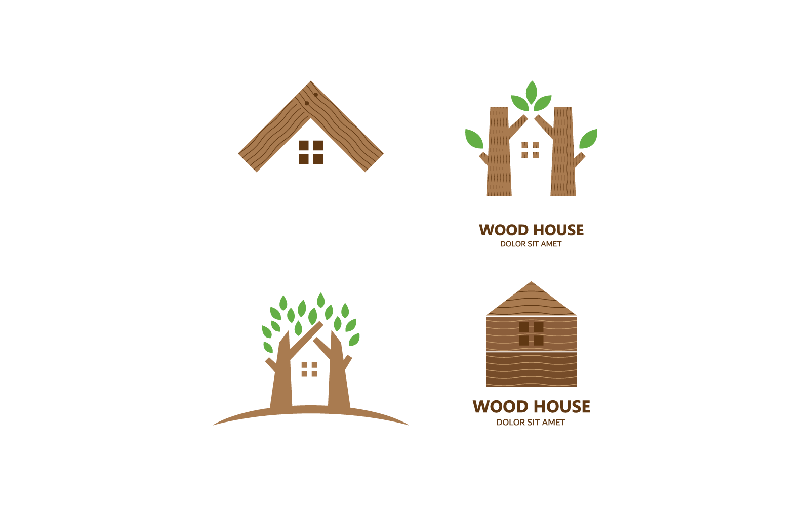 Wood house design vector logo template