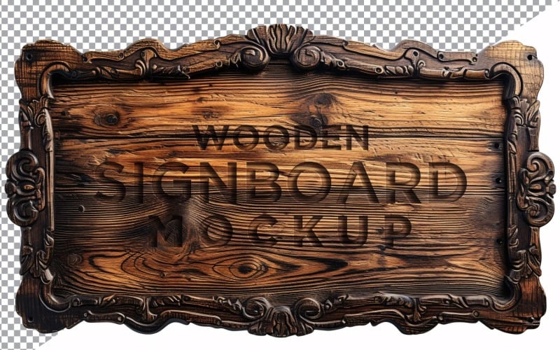 Vintage Wooden Signboard Mockup 26 Product Mockup