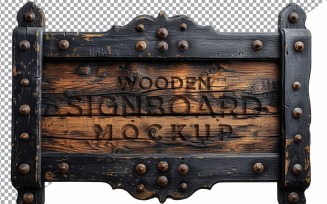 Vintage Wooden Signboard Mockup 44