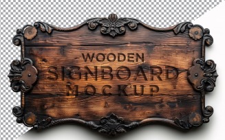 Vintage Wooden Signboard Mockup 54