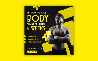 Build body training promotional social media EPS vector banner templates