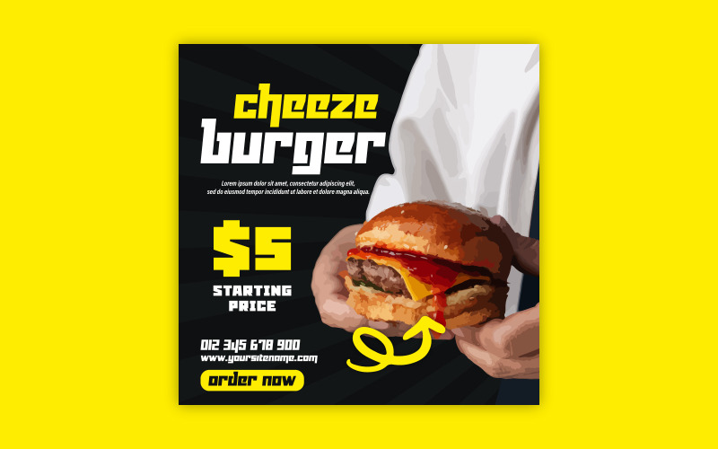 Cheese Fast food social media ad banner design EPS template Corporate Identity