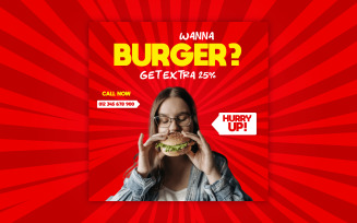 Delicious Fast food social media ad banner design EPS template