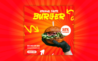 Delicious Hot Fast food social media ad banner design EPS template