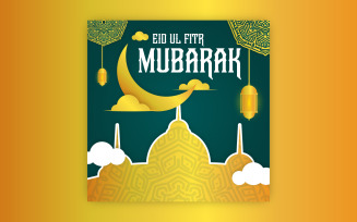 Eid greeting post design with bold mandala art, EPS vector design template.