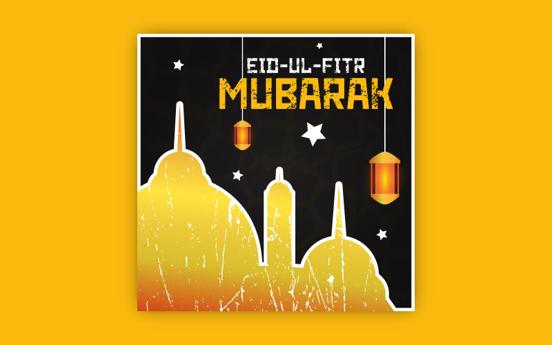 Eid-Ul-Fitr post design with bold mandala art, EPS vector design template Social Media