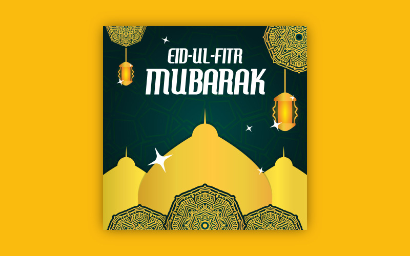 Eid-Ul-Fitr post design with bold mandala art, EPS vector design template. Social Media