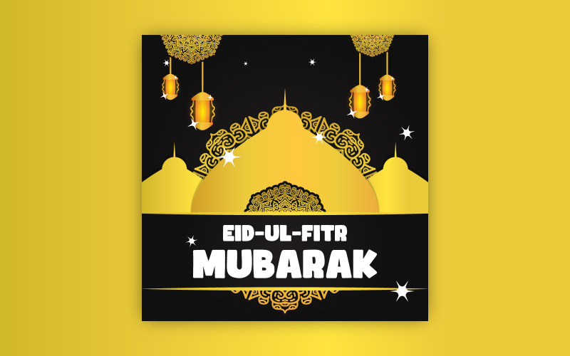 Eid-Ul-Fitr post design with bold mandala art, EPS vector design Social Media