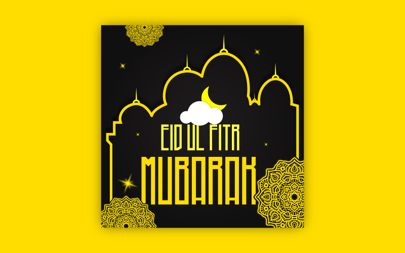 Eid-Ul-Fitr post design with bold mandala art, EPS vector design. Social Media