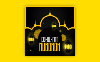 Eid-Ul-Fitr post design with bold mandala art, EPS vector template