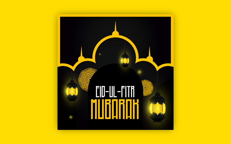 Eid-Ul-Fitr post design with bold mandala art, EPS vector template Social Media
