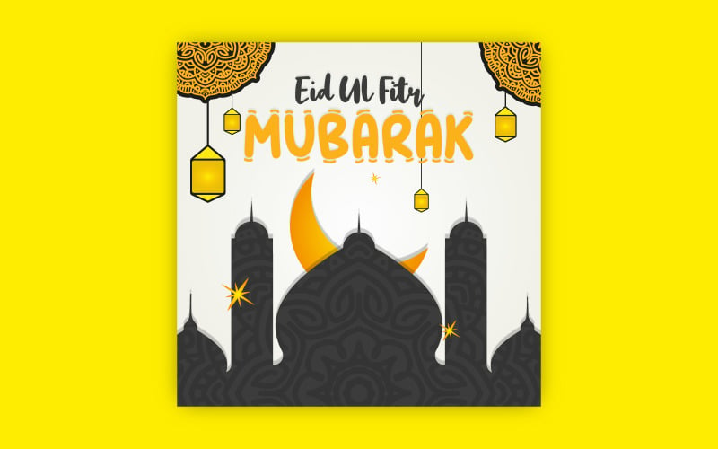 FREE Eid greeting post design with bold mandala art, EPS vector design template Social Media