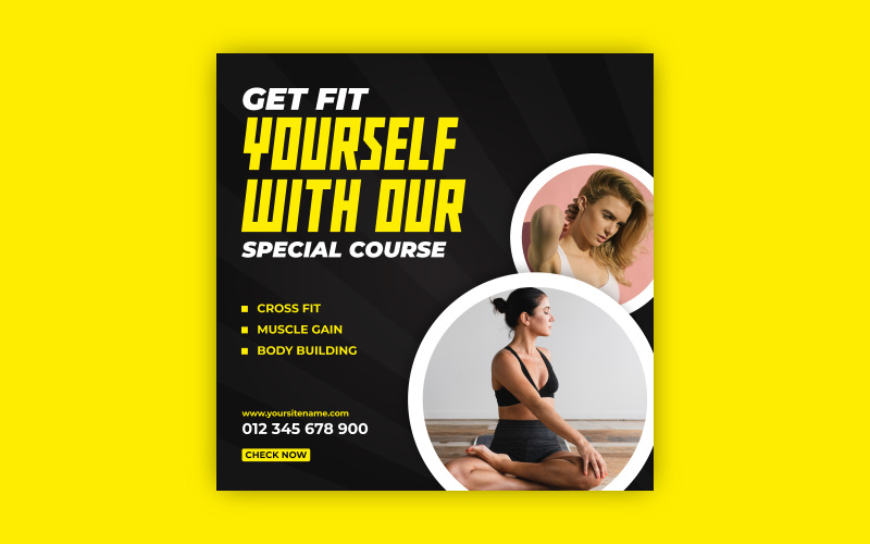 FREE Get fit youself promotional social media EPS vector banner templates Social Media