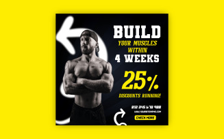 FREE Gym fitness promotional social media EPS vector banner