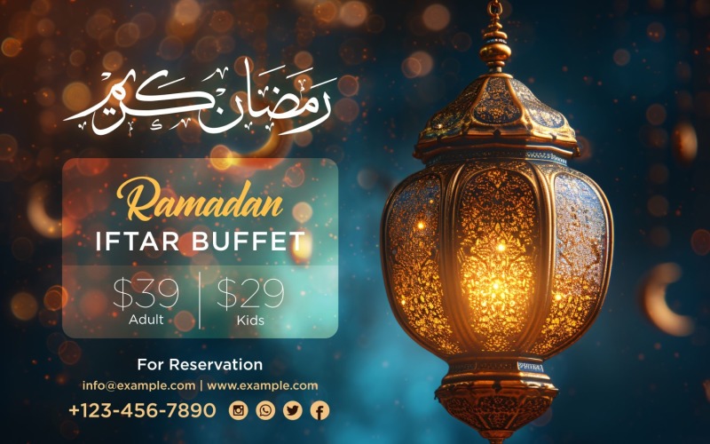 Ramadan Iftar buffet banner Design Template 05 Social Media