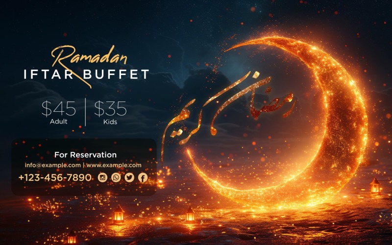 Ramadan Iftar Buffet Banner Design Template 06 Social Media