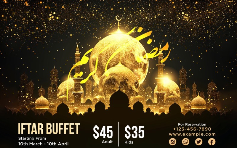 Ramadan Iftar Buffet Banner Design Template 13 Social Media