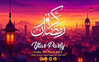 Ramadan Iftar Party Banner Design Template 01