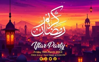 Ramadan Iftar Party Banner Design Template 01
