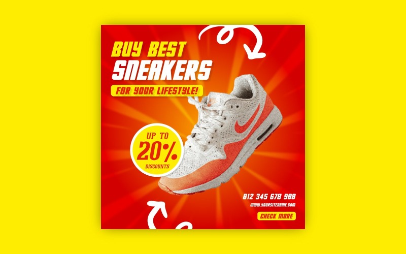 Social media Sneakers shos promotional ads banner EPS design template Social Media