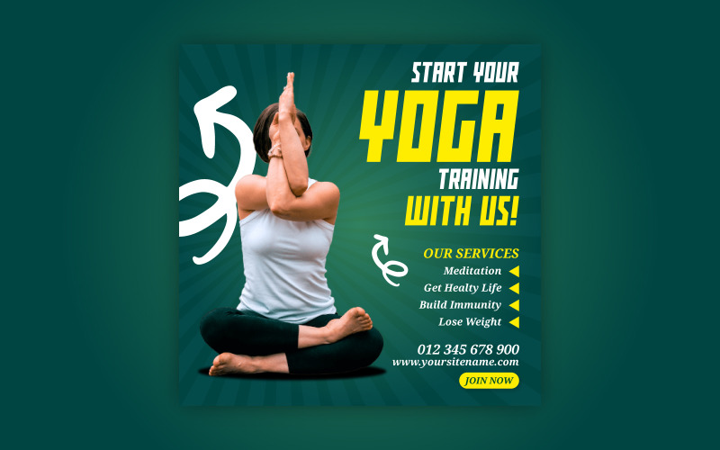 Yoga fitness training promotional social media EPS vector banner templates Social Media
