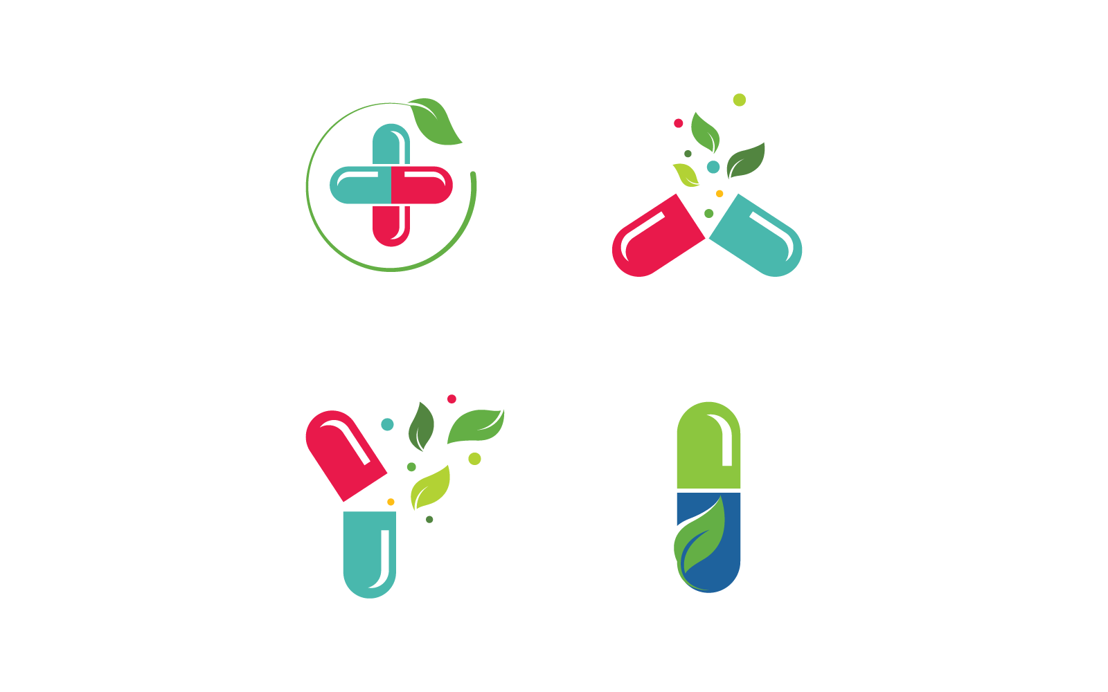 Herbal capsule logo flat design illustration template