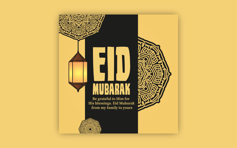 Premium Eid greeting post design with bold mandala art, EPS vector design Social Media