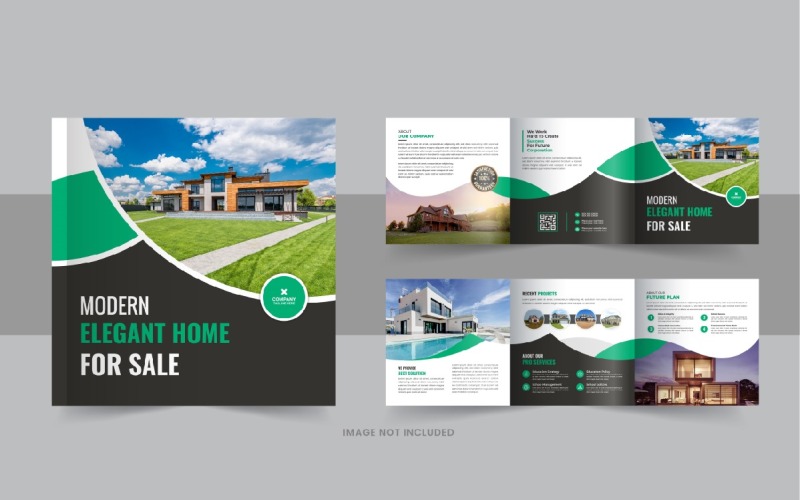 Real estate square trifold brochure, Home selling tri fold design layout Corporate Identity