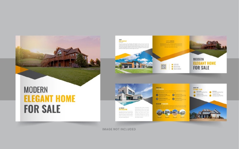 Real estate square trifold brochure, Home selling tri fold template design layout Corporate Identity