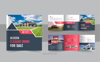 Real estate square trifold brochure, Home selling tri fold template layout