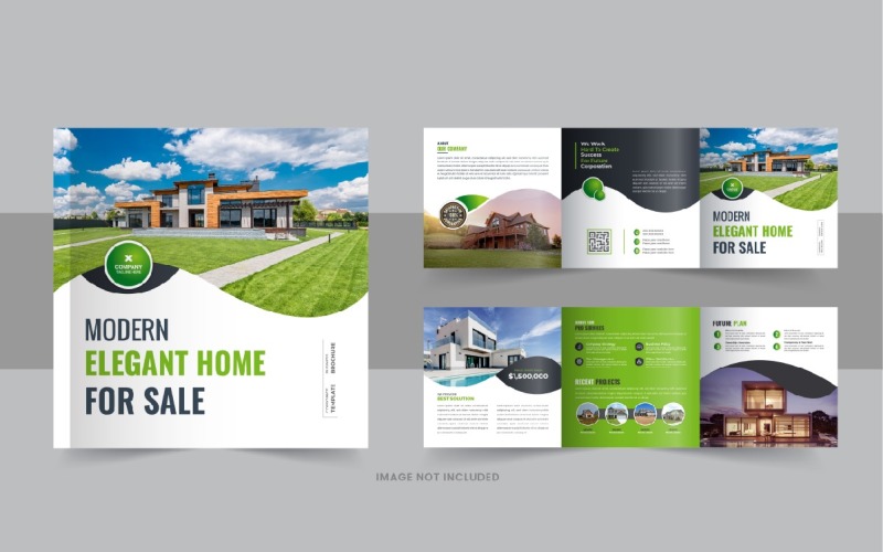 Real estate square trifold brochure, Home selling tri fold Corporate Identity