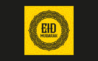Simple Eid greeting post design with bold mandala art, EPS vector design template