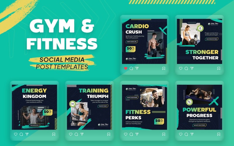 Gym and Fitness Post Templates Social Media