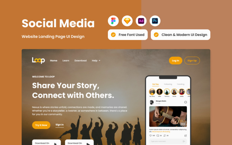 Loop - Social Media Landing Page V2 UI Element