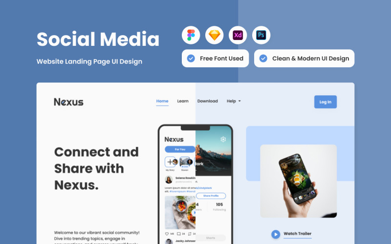 Nexus - Social Media Landing Page V1 UI Element