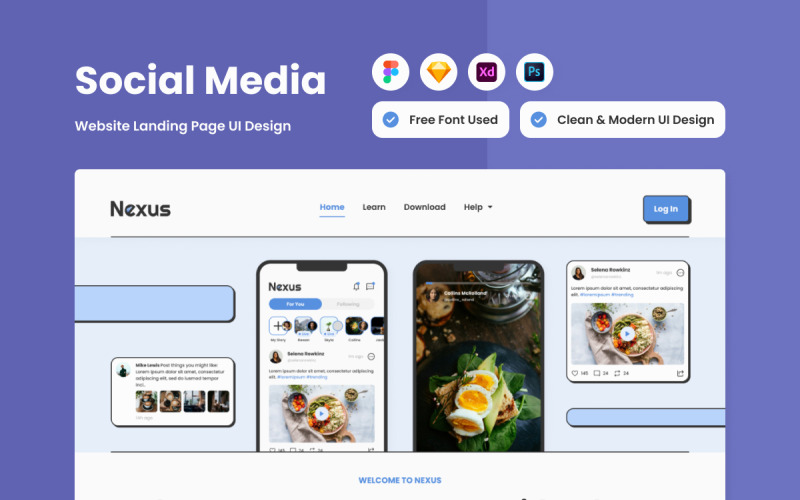 Nexus - Social Media Landing Page V2 UI Element