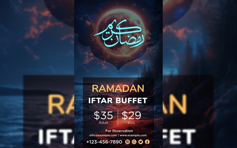 Ramadan Iftar Buffet Poster Design Template 15 Social Media
