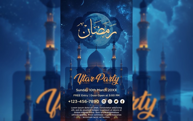 Ramadan Iftar Party Poster Design Template 08 Social Media