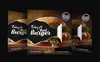 Burger restaurant advertisement social media poster template