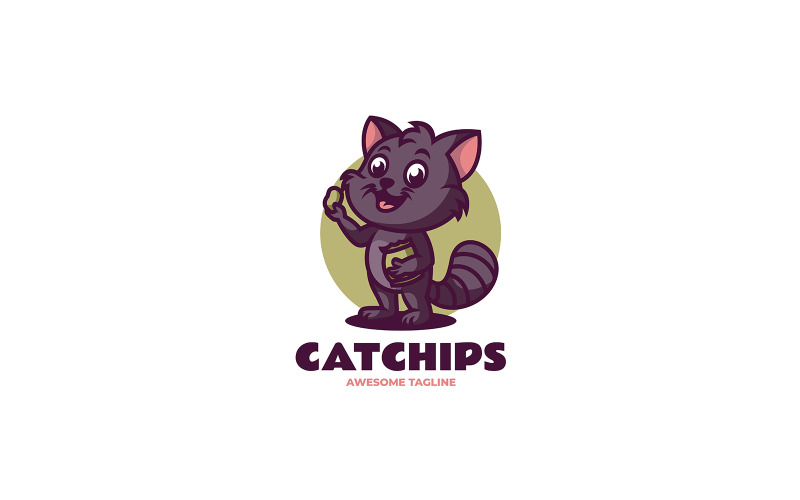 Cat Chips Mascot Cartoon Logo Logo Template