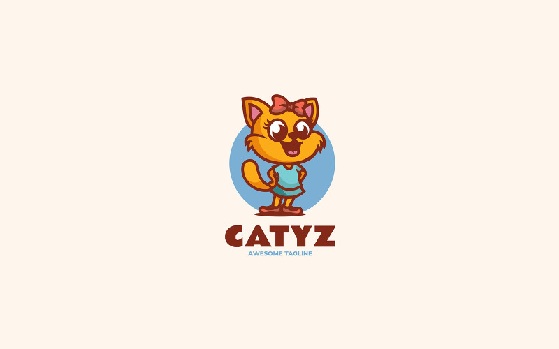 Cat Mascot Cartoon Logo Design Logo Template